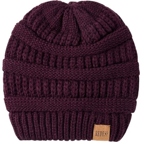 Women REDESS Slouchy Beanie Chunky Soft Oversized Cable Knit Cap main image 4